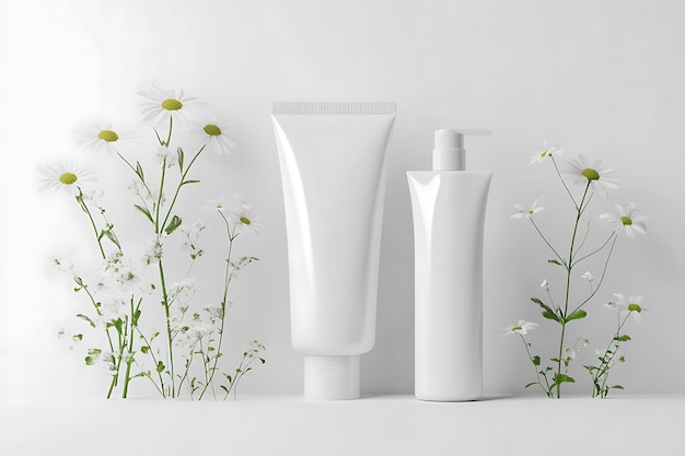 3d render of blank cosmetics skincare product or packaging for mock up