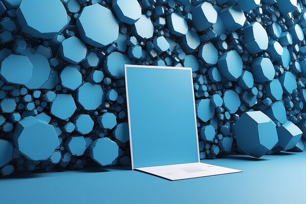 Photo 3d render blue business background with blank page generative ai