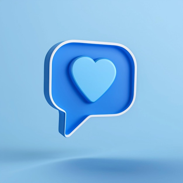 3d render of blue like icon in speech bubble Social media concept