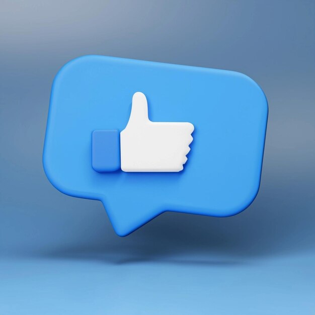 3d render of blue like icon in speech bubble Social media concept