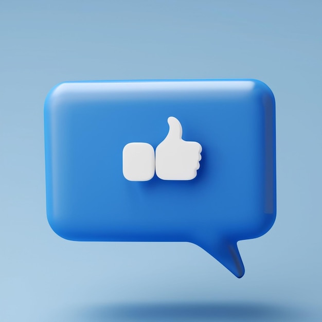 3d render of blue like icon in speech bubble Social media concept