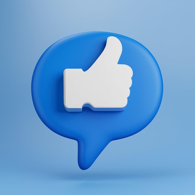 3d render of blue like icon in speech bubble Social media concept