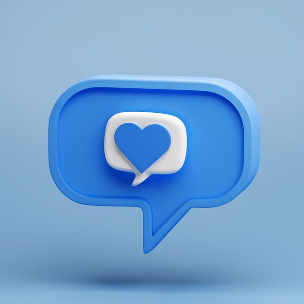 3d render of blue like icon in speech bubble Social media concept