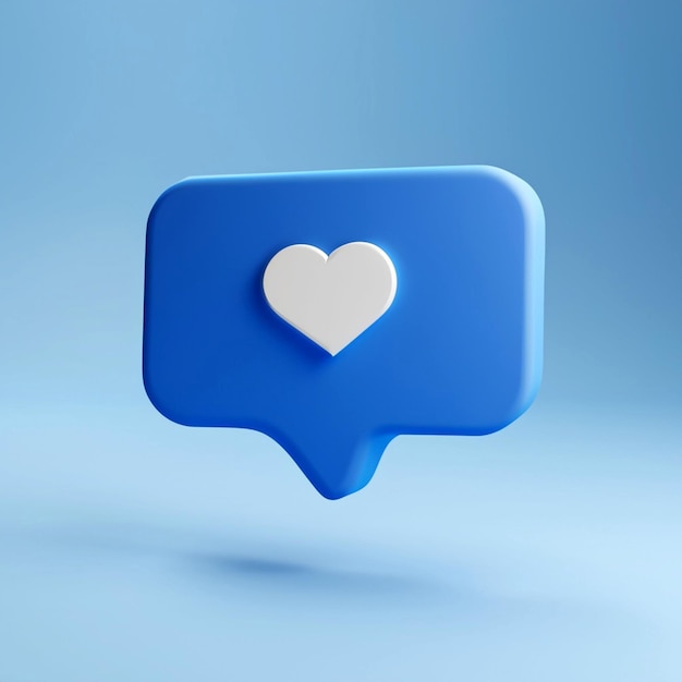 3d render of blue like icon in speech bubble Social media concept