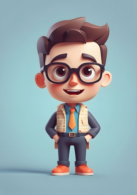 3d render boy with a lego figure of a man wearing a suit and tie