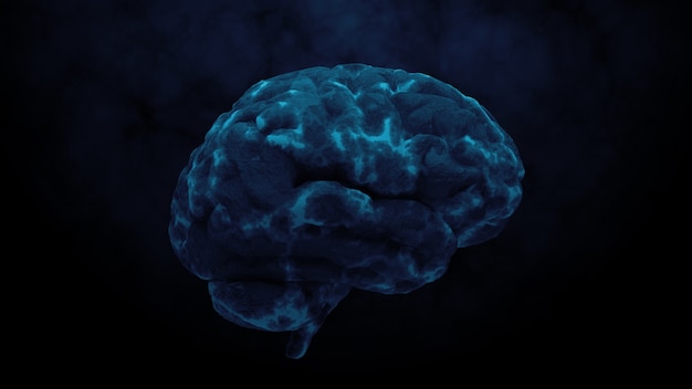 3d render of brain with damage zones. Infection or another reason of brain damage concept.