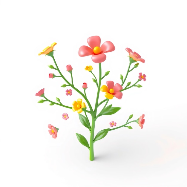 3D Render of a Brightly Colored Flower