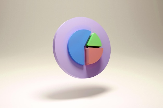 3d render business graph donut chart icon  3d render illustration