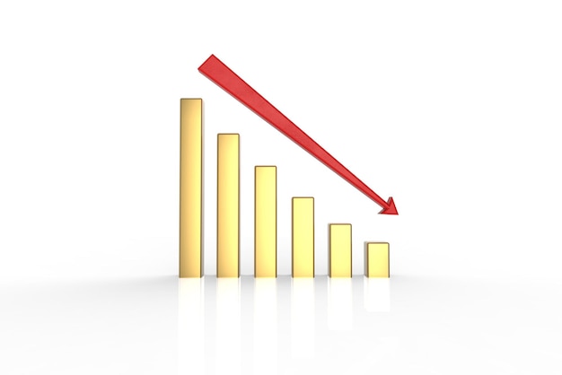 3D Render of Business graph going down