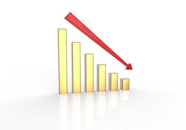 3D Render of Business graph going down