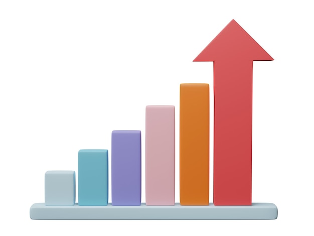 3D render Business infographic with stock diagrams and statistic bars chart isolated on transparent background Financial line graphs and charts for presentation and finance report