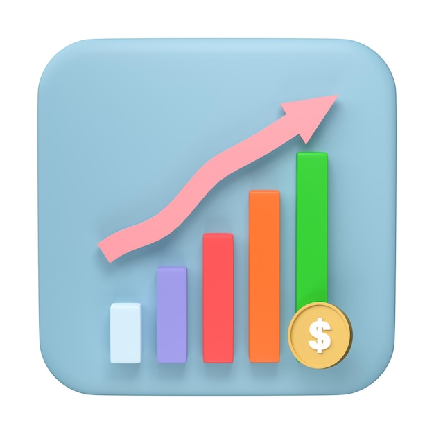 3D render Business infographic with stock diagrams and statistic bars chart isolated on white background Financial line graphs and charts for presentation and finance report