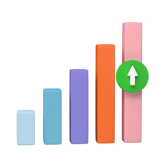 3D render Business infographic with stock diagrams and statistic bars chart isolated on white background Financial line graphs and charts for presentation and finance report