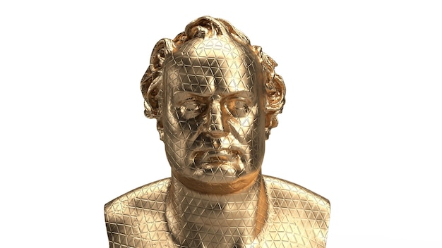 3d render bust gold isolated Golden statue portrays male power