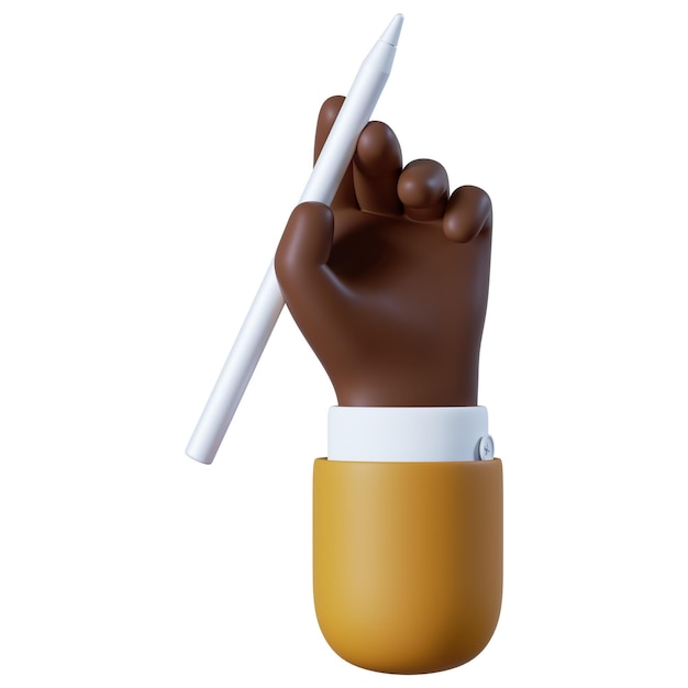 3d render cartoon character hand holds digital pen