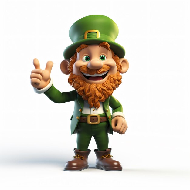 3d render cartoon character leprechaun isolated generative AI