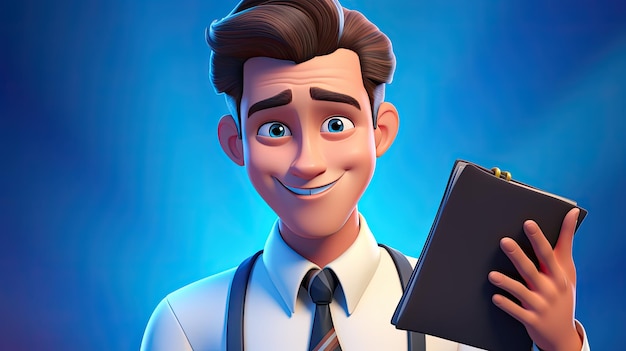 Photo 3d render cartoon character young doctor man