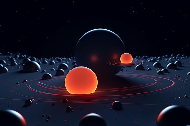 Photo 3d render celestial planetary futuristic picturesque space scene background