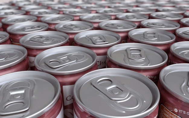 3d render chocolate cold coffee drinks cans (depth of field)