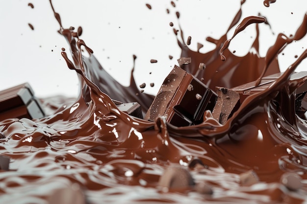 3d render of Chocolate splashing isolated on white Background