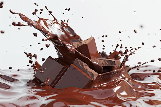 3d render of Chocolate splashing isolated on white Background