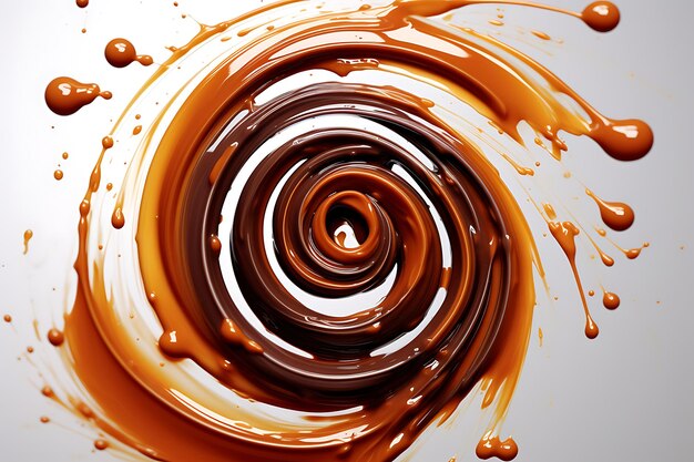 3d render of chocolate splashing spiral shape