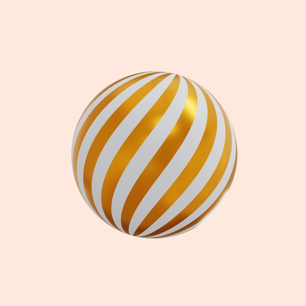 3d render of Christmas balls with golden stripes isolated on beige background