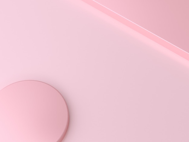 3d render circle corner abstract minimal pink background