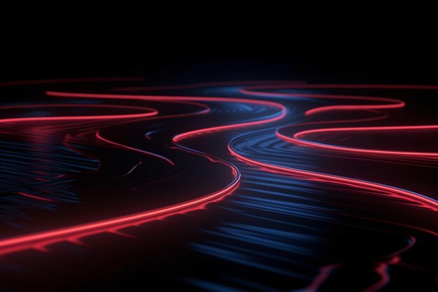 3D Render of Colorful Curving Abstract Lines Background