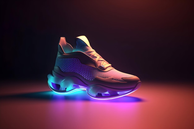 3D Render of Colorful Futuristic Sneaker Product Photo