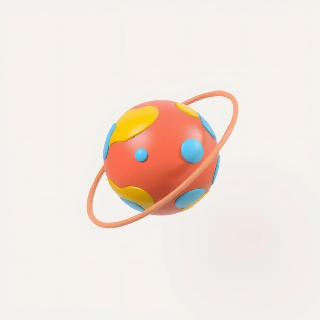 3D Render of a Colorful Planet With a Ring