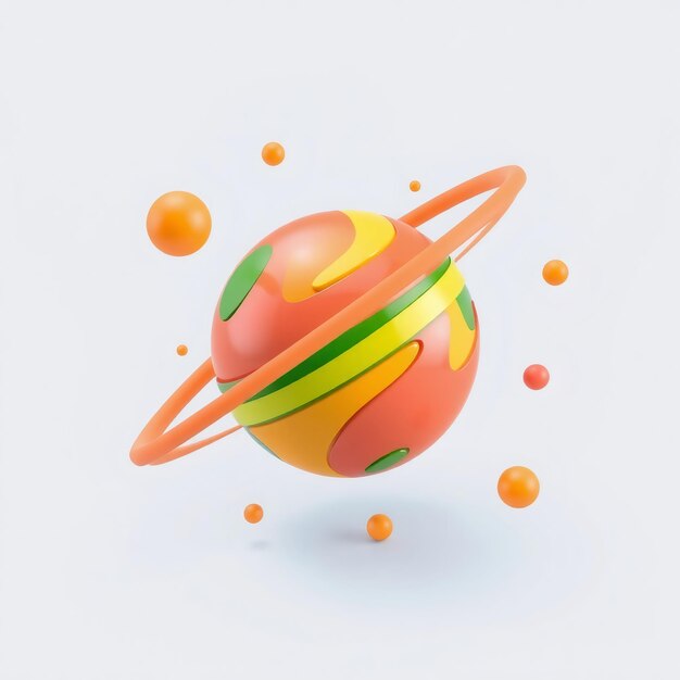 3D Render of a Colorful Planet with Rings