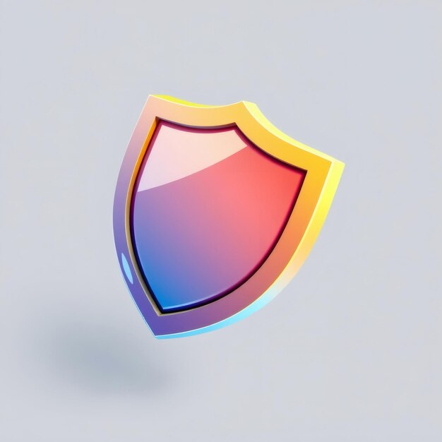 Photo a 3d render of a colorful shield with gradient colors