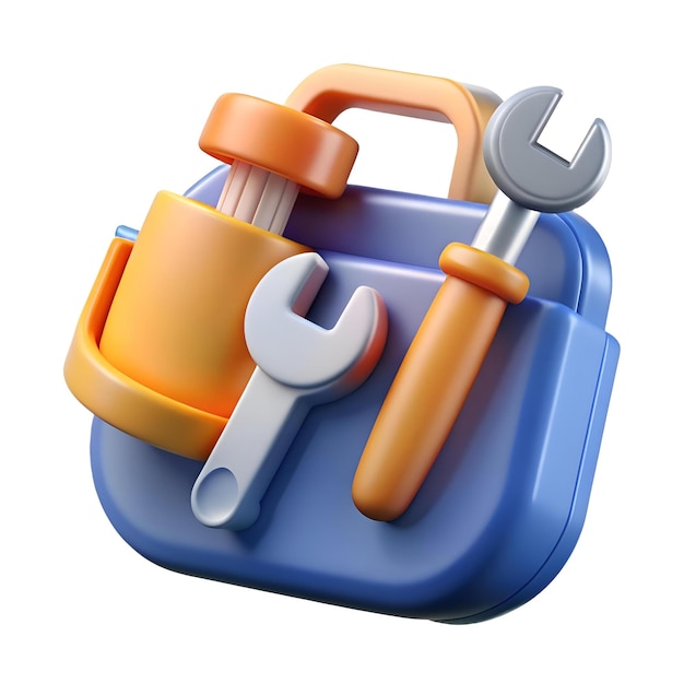 Photo 3d render of a colorful toolbox icon perfect for apps websites and presentations