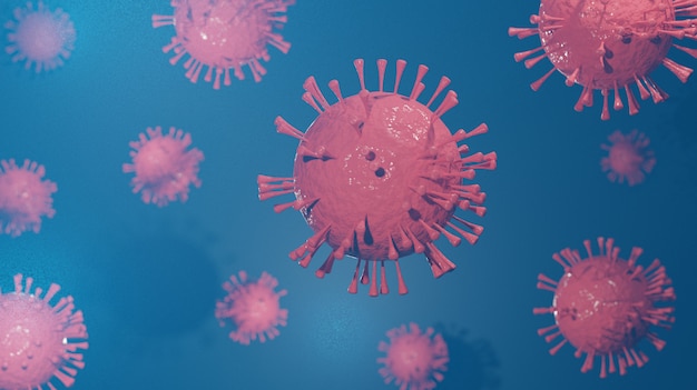 3d render of Corona virus that causing the infection of MERS, influenza and SARS that outbreak around the world.