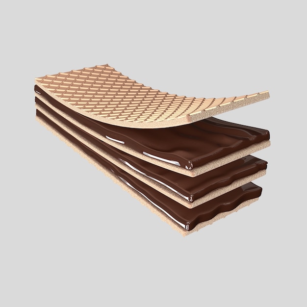 Photo 3d render crispy wafer chocolate