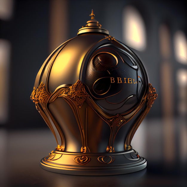 3D render of a crystal ball with the symbol of the world inside