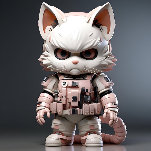 3D Render of a Cute Cat Astronaut in Space Suit