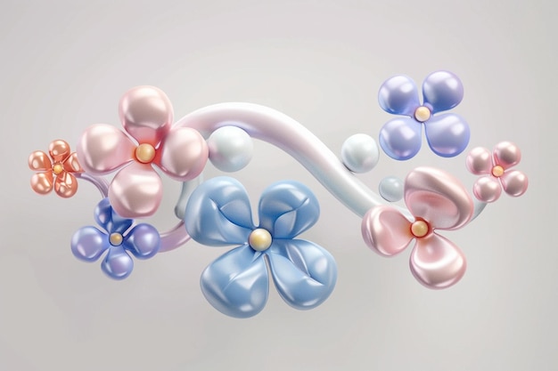 Photo 3d render of a cyrllic logo made rfom flowers s