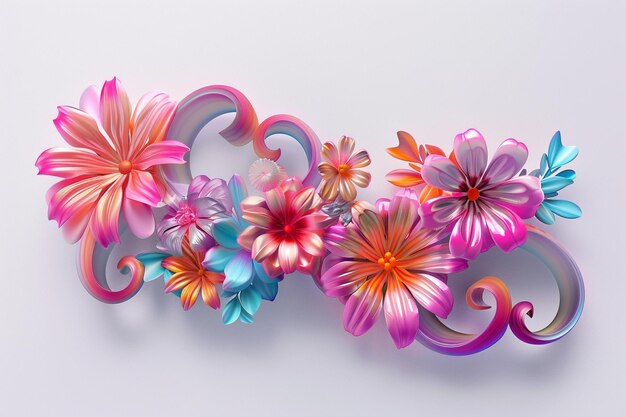 Photo 3d render of a cyrllic logo made rfom flowers s