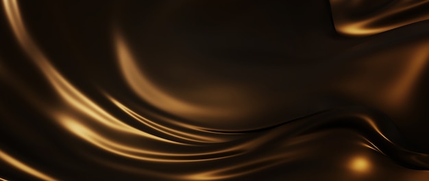 3d render of dark and gold silk. iridescent holographic foil. abstract art fashion background.