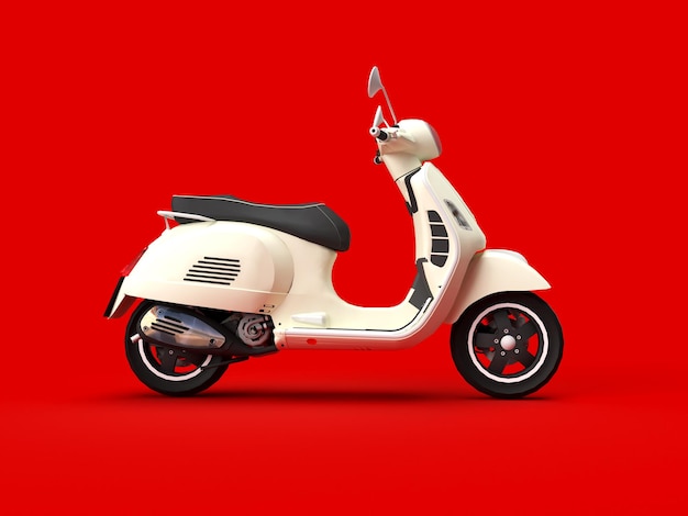 3d render delivery white scooter on a red background