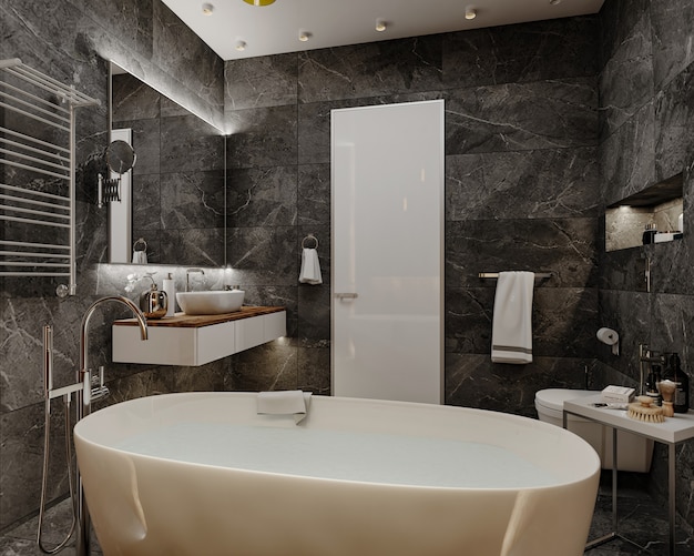 3d render design interior bathroom