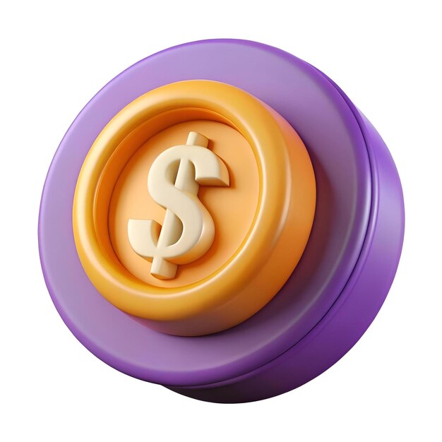 Photo 3d render of a dollar coin icon