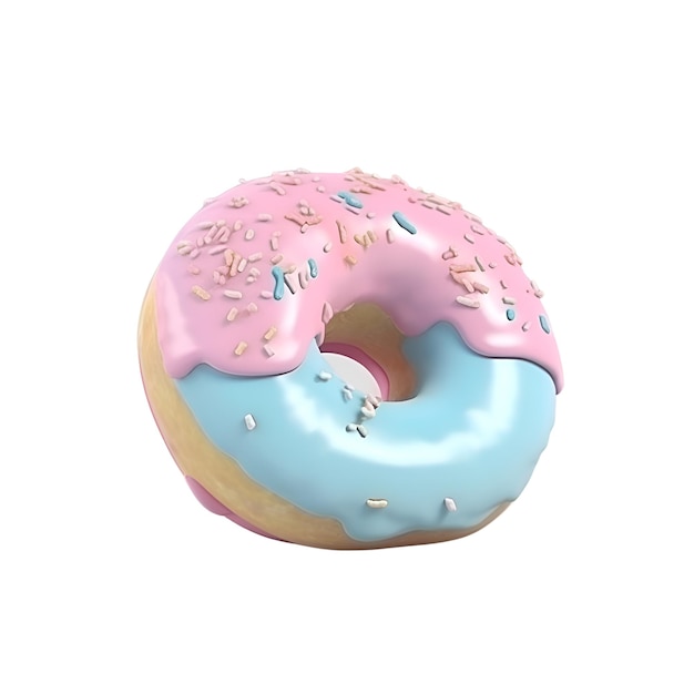 3d render of donut with sprinkles isolated on white background