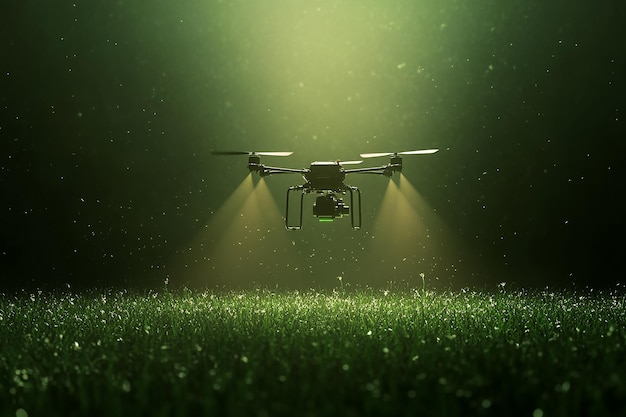 Photo 3d render of a drone applying medicine to a vegetable farm