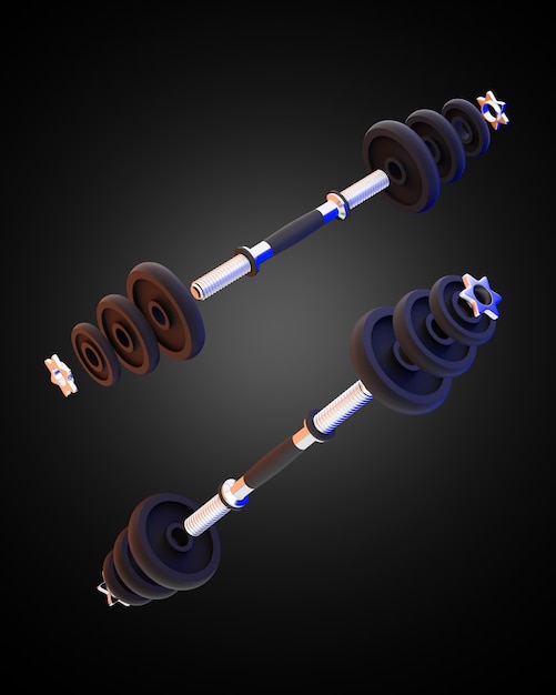 3D render dumbbell on black