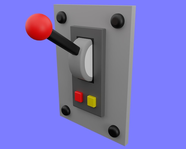 3d render electrical panel with toggle switch. electricity icon