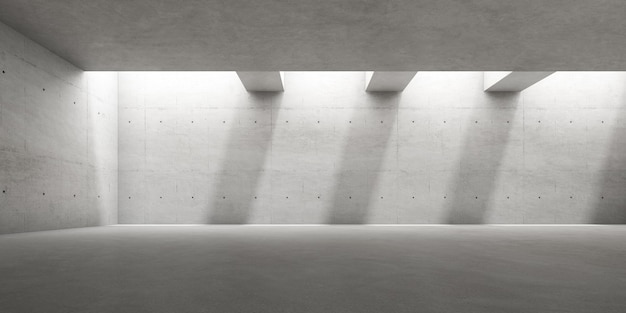 3d render of empty concrete room with shadow on the wall.