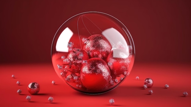 3d render festive Christmas ornaments and baubles Generative Ai